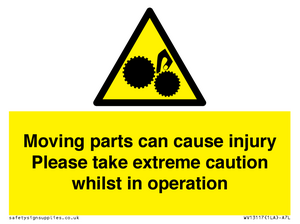 Moving parts can cause injury Please take extreme caution whilst in operation
